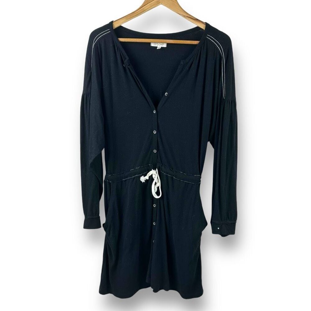 Grey State Womens Size 1 Long Sleeve Gila Dress Black Cinch Waist Casual Lounge‎